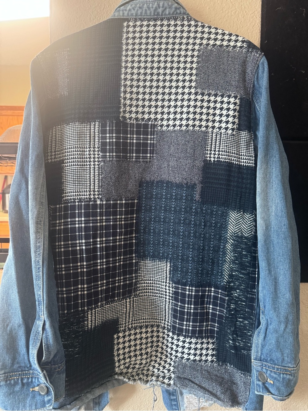 Patchwork Black & Blue Denim Jean Jacket